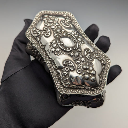 1905年 英国アンティーク 純銀製 ジュエリーボックス 202g Jones & Crompton